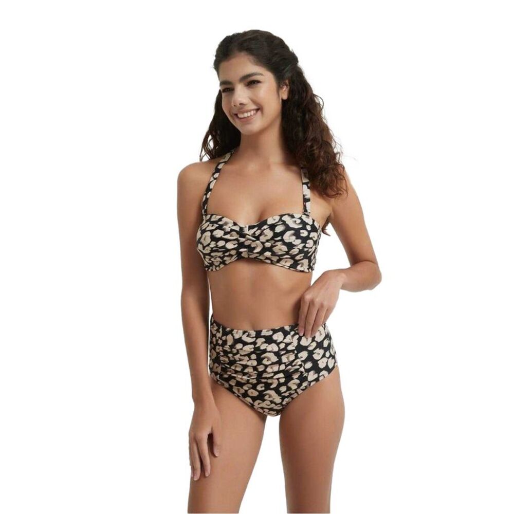 Be You Womens/Ladies Leopard Print Bikini Top / Monochrome
